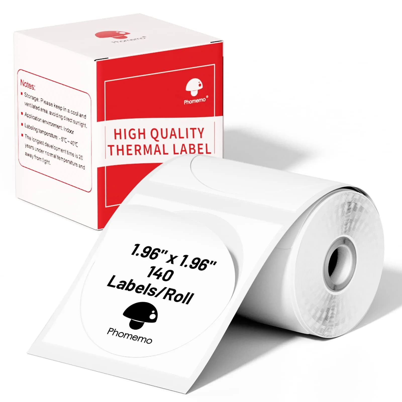 Phomemo Round Thermal Labels 1.96" | 140 PCS for M110/M100/M220/M108 — White
