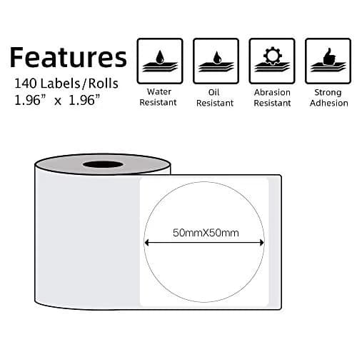 Phomemo Round Thermal Labels 1.96" | 140 PCS for M110/M100/M220/M108 thumbnail 2