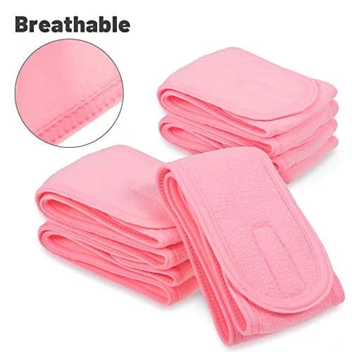 Whaline Pink Spa Headband 4 Pcs | Soft Terry Cloth, Adjustable & Reusable for Facial & Makeup thumbnail 4