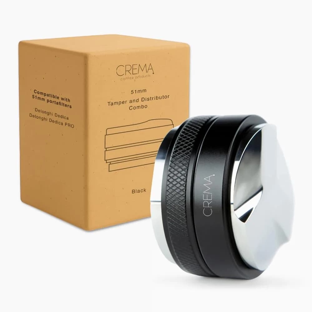 CREMA 51mm Coffee Distributor & Hand Tamper for Delonghi | Black | 1lb 3oz (595g)