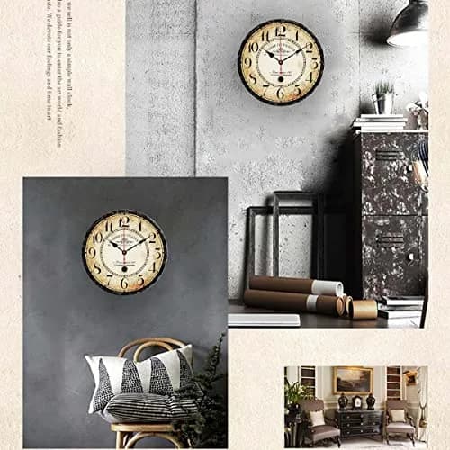 CAMAQUI 12 inch Retro Wall Clock | Silent Non-Ticking Vintage Decor for Living Room & Kitchen thumbnail 4