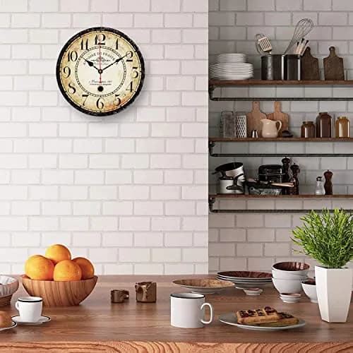 CAMAQUI 12 inch Retro Wall Clock | Silent Non-Ticking Vintage Decor for Living Room & Kitchen thumbnail 5