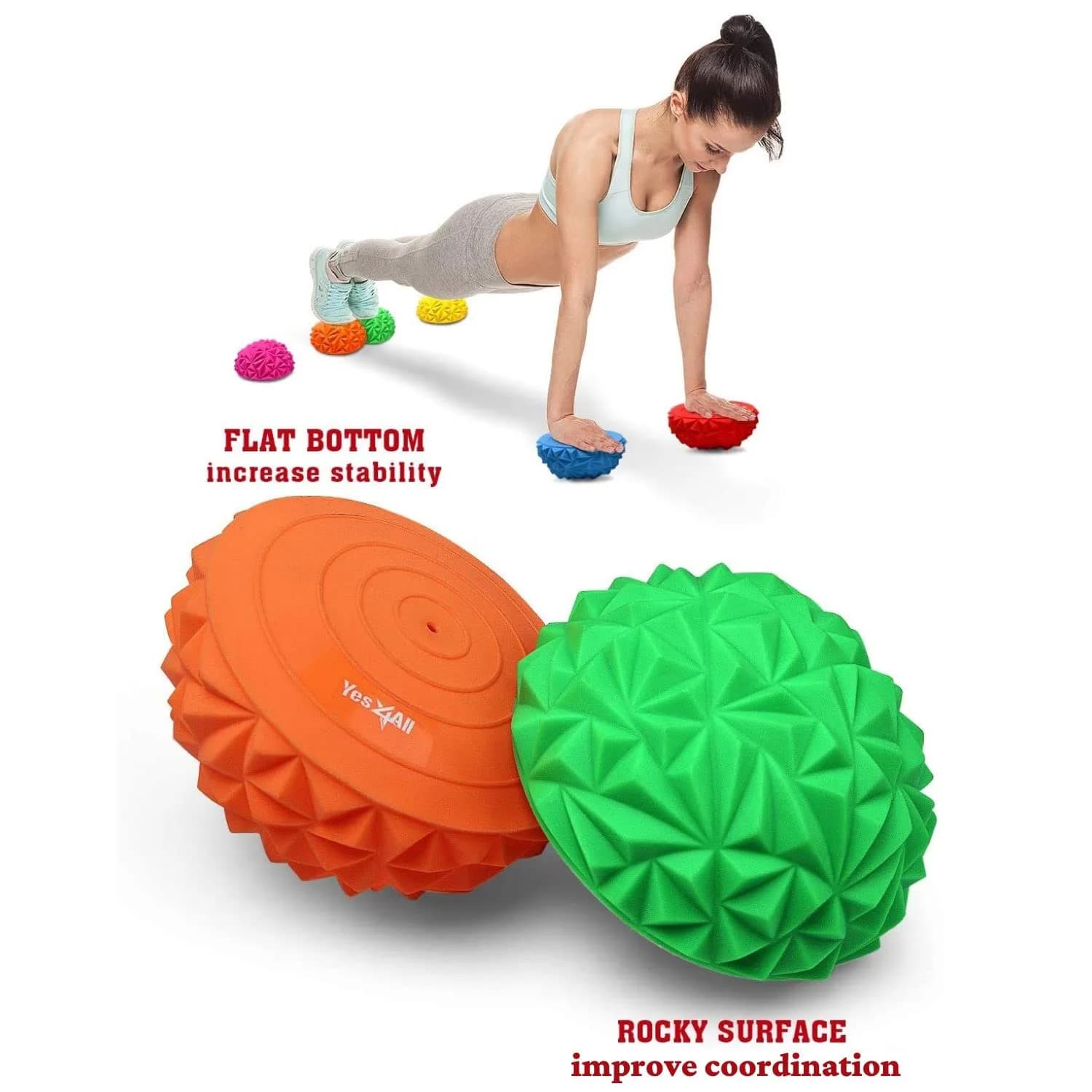 Yes4All Hedgehog Balance Pods with Hand Pump (Set of 6, 6.25 x 3.15 inches) | Core Stability Trainer - view 3