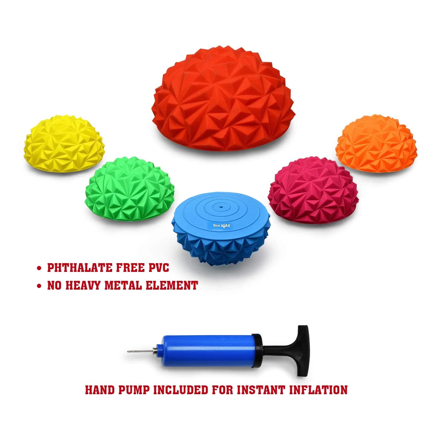 Yes4All Hedgehog Balance Pods with Hand Pump (Set of 6, 6.25 x 3.15 inches) | Core Stability Trainer - view 4