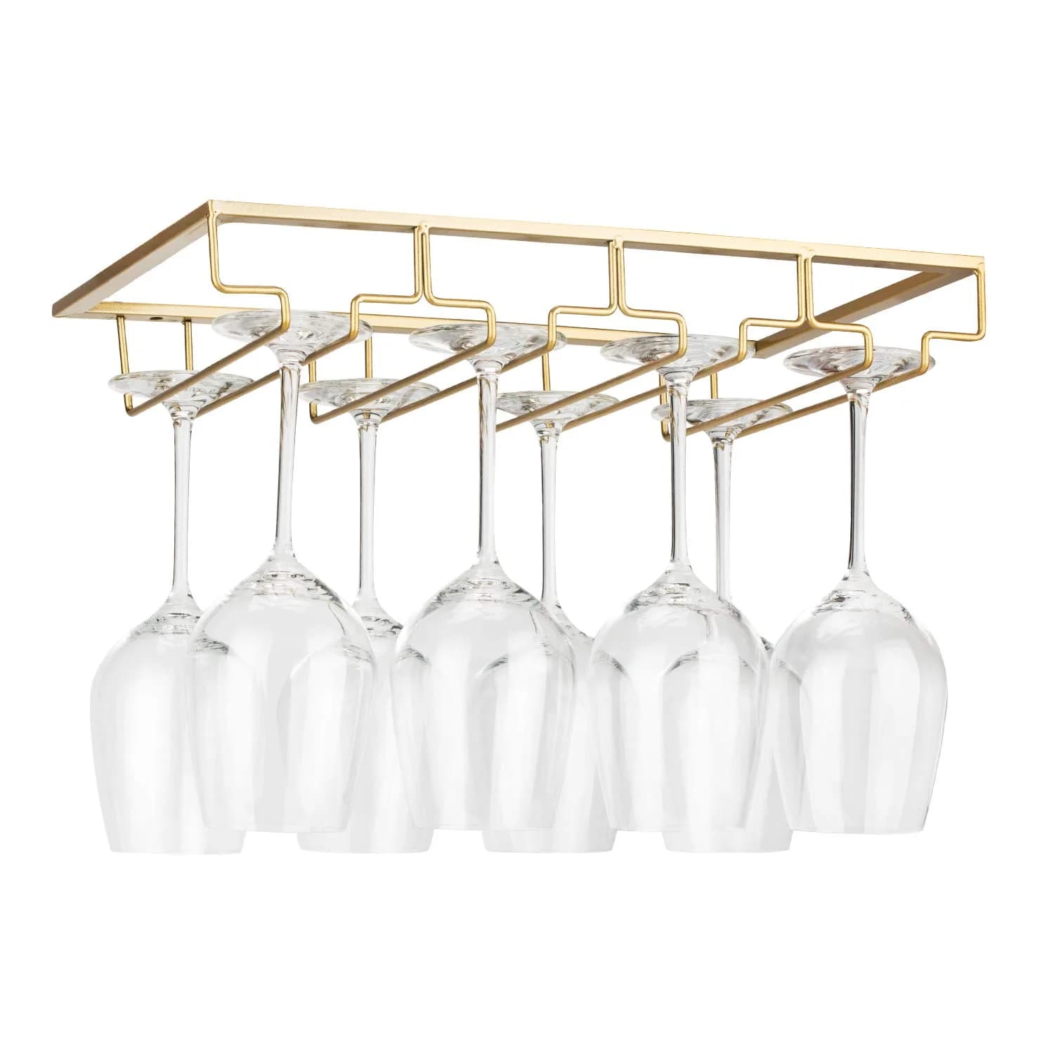 FOMANSH Gold Stemware Rack 15.8×9×2.36 inch | Space-Saving Kitchen Organizer - main product image