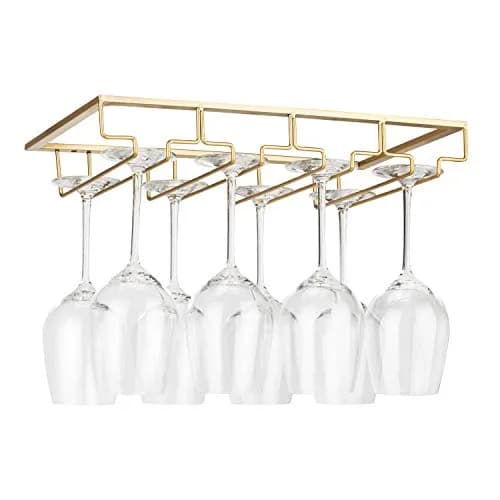 FOMANSH Gold Stemware Rack 15.8×9×2.36 inch | Space-Saving Kitchen Organizer thumbnail 1
