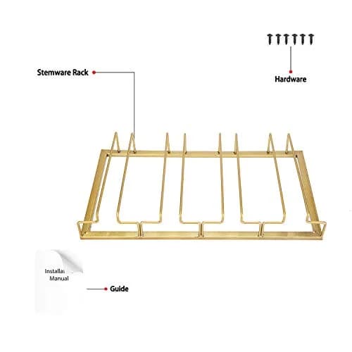 FOMANSH Gold Stemware Rack 15.8×9×2.36 inch | Space-Saving Kitchen Organizer thumbnail 6