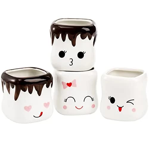 Hedume 4 Pack Ceramic Hot Chocolate Mugs | Cute Couple Matching Coffee Cups (6oz) thumbnail 2
