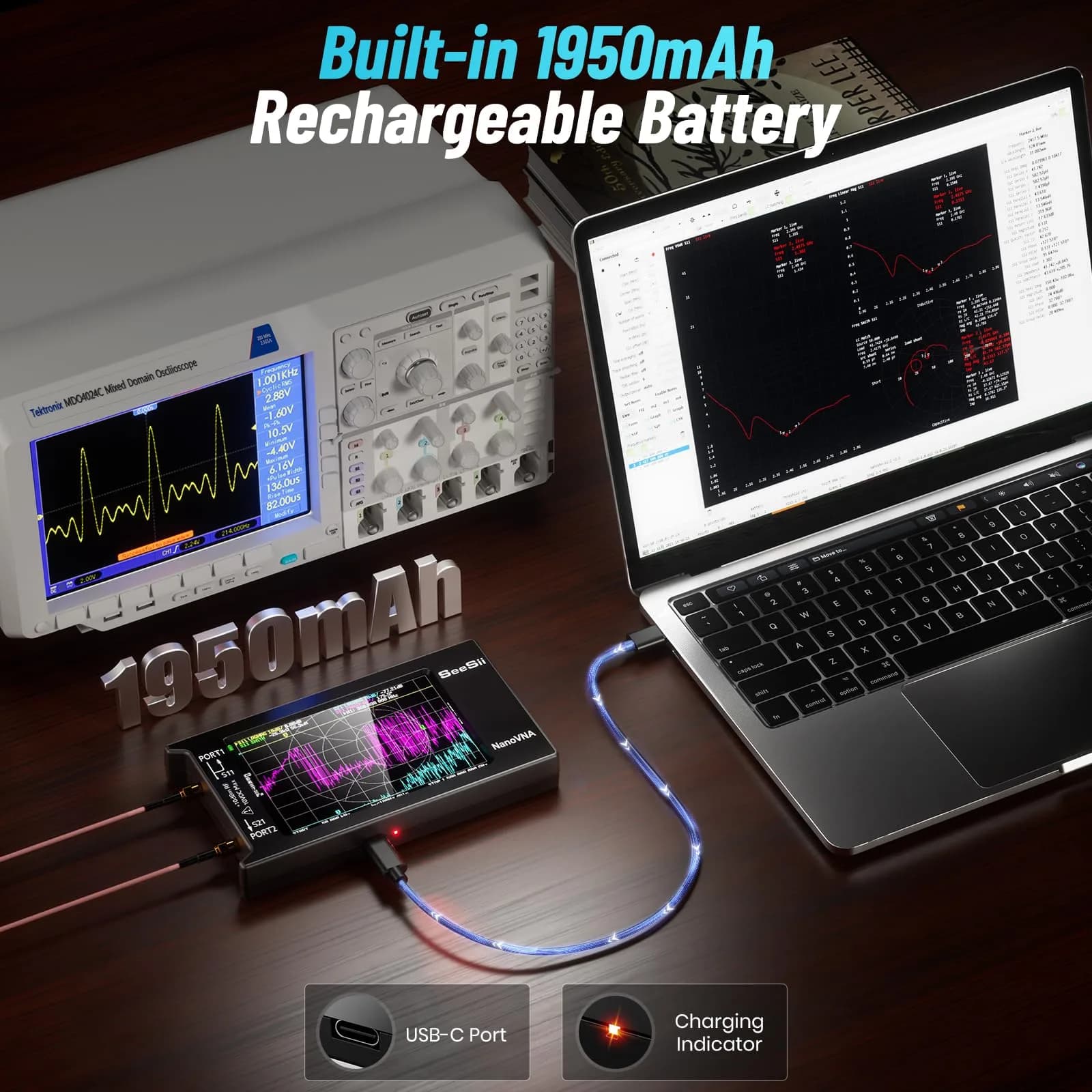 Seesii NanoVNA-H4 Vector Network Analyzer 1.5GHz | 4-Inch Touchscreen HF VHF UHF SWR Meter - view 7