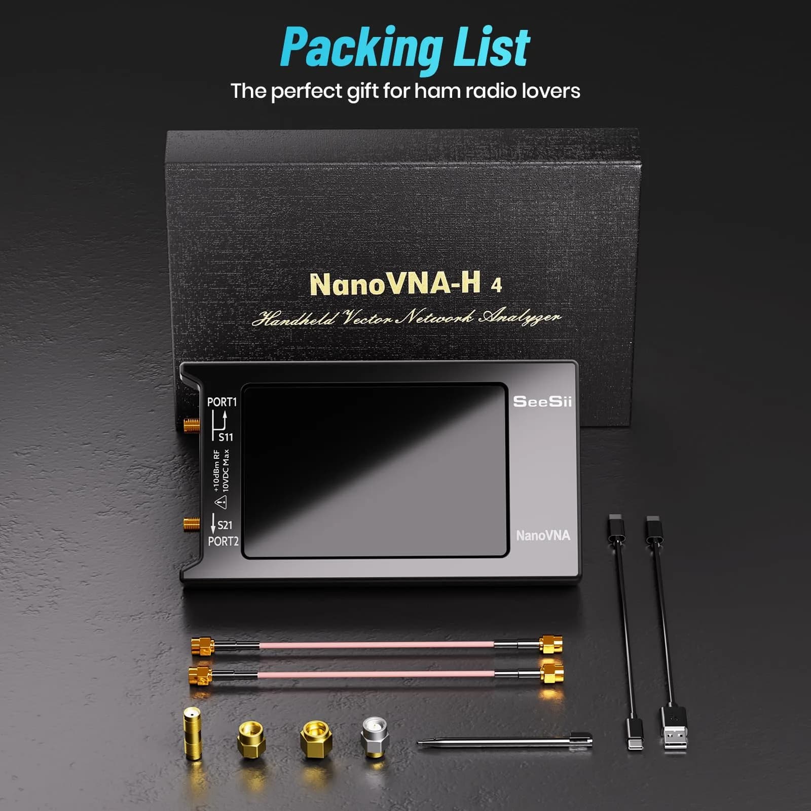 Seesii NanoVNA-H4 Vector Network Analyzer 1.5GHz | 4-Inch Touchscreen HF VHF UHF SWR Meter - view 9