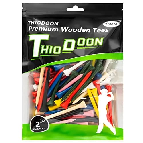 THIODOON Golf Tees 2-3/4 inch | Natural Hardwood, Less Friction, Bulk 100 thumbnail 1