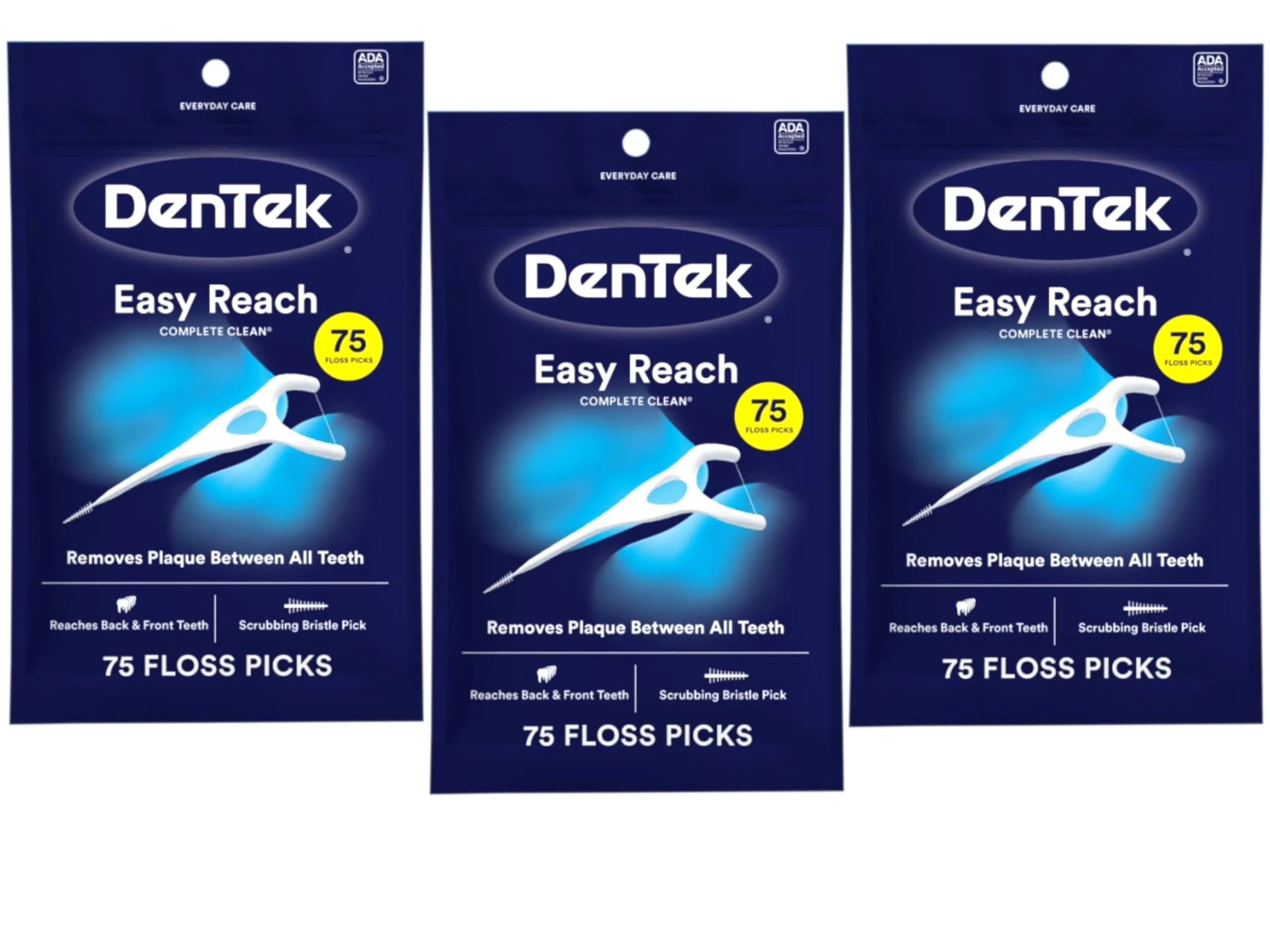 DenTek Complete Clean Easy Reach Floss Picks 225 Count (Pack of 3) | Dentist Recommended for Complete Oral Hygiene - main product image