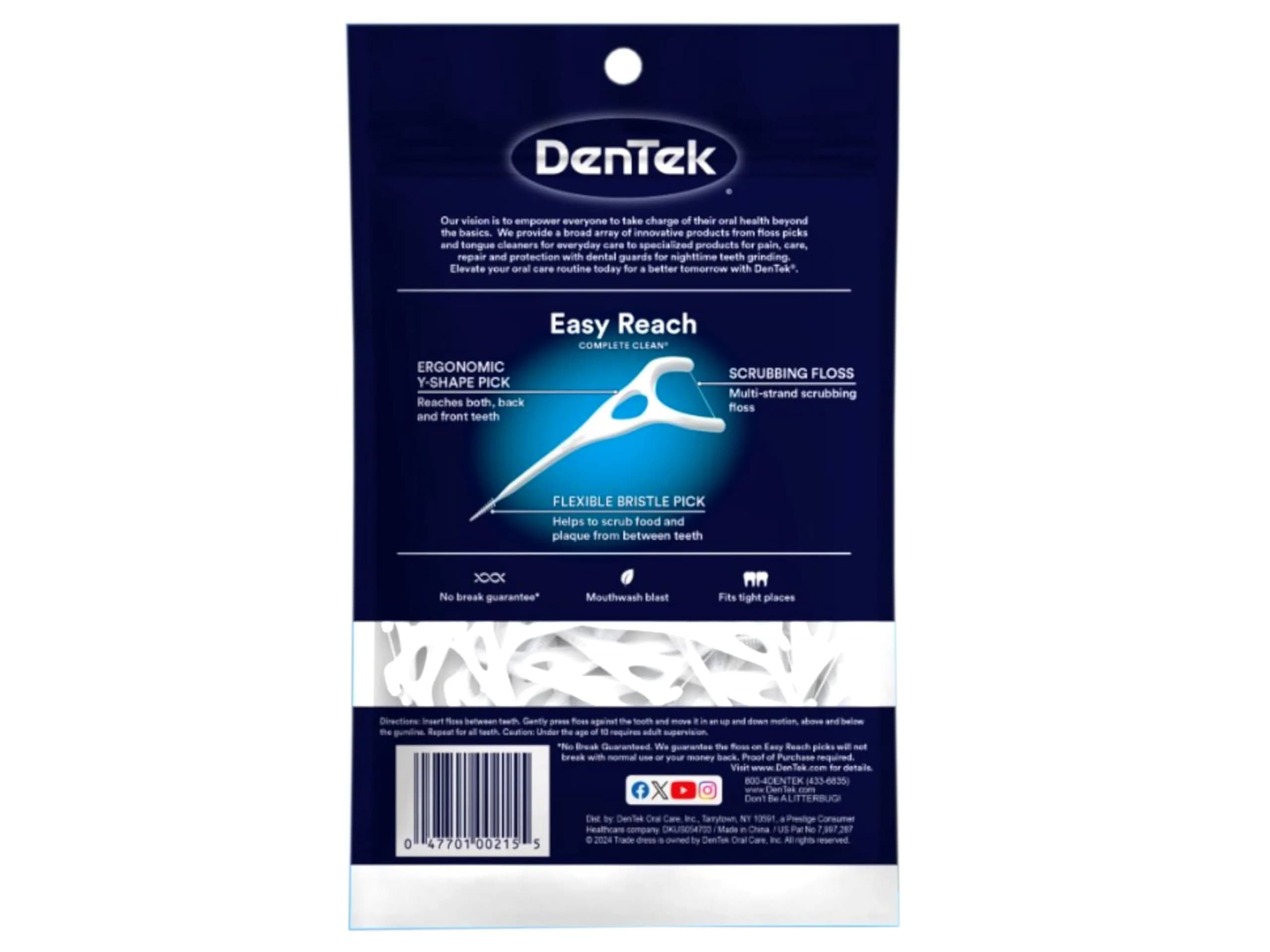 DenTek Complete Clean Easy Reach Floss Picks 225 Count (Pack of 3) | Dentist Recommended for Complete Oral Hygiene - view 3