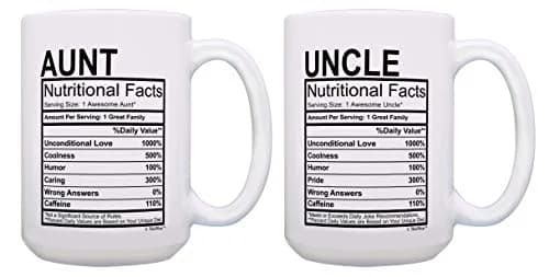 ThisWear Aunt Uncle Nutritional Facts Label 15oz Coffee Mug - 2 Pack | Funny Gift for Aunt & Uncle thumbnail 1