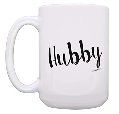 ThisWear Hubby & Wifey Wedding 15oz Coffee Mug - 2 Pack | Large Ceramic Couple Mugs for Wedding Gift thumbnail 2