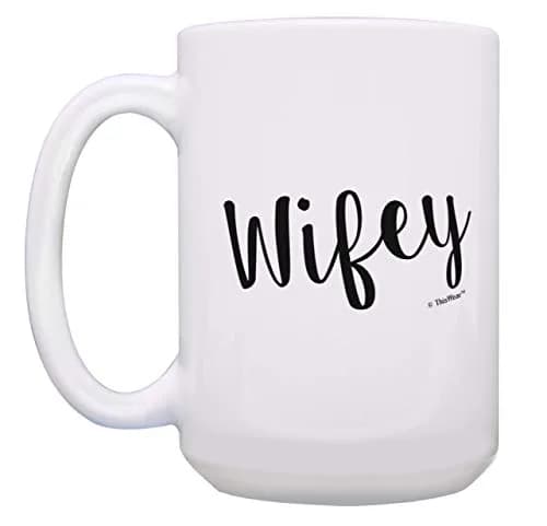 ThisWear Hubby & Wifey Wedding 15oz Coffee Mug - 2 Pack | Large Ceramic Couple Mugs for Wedding Gift thumbnail 3