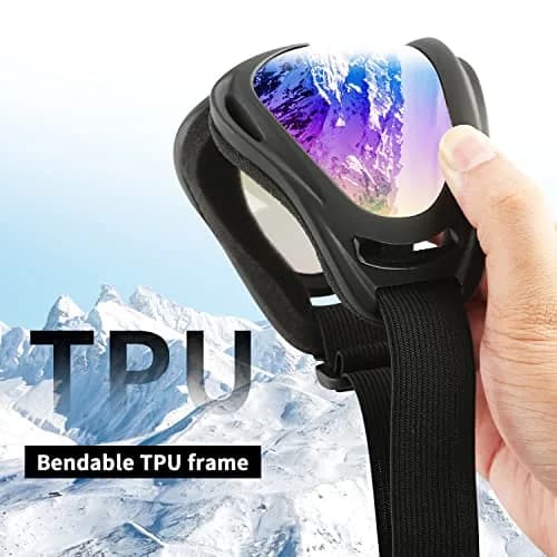 COOLOO Ski Goggles 2 Pack with Clear Lenses & Anti-Fog Coating | Unisex Adult & Kid Snowboard Goggles with Helmet Compatibility thumbnail 4