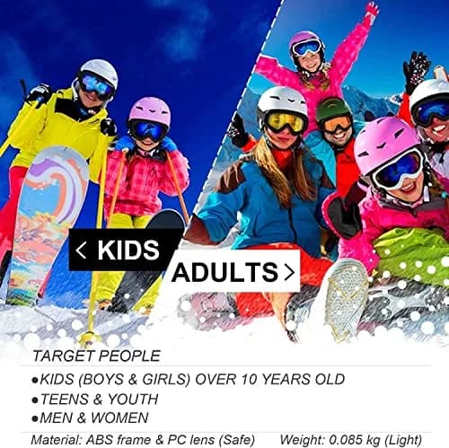 COOLOO Ski Goggles 2 Pack with Clear Lenses & Anti-Fog Coating | Unisex Adult & Kid Snowboard Goggles with Helmet Compatibility thumbnail 7