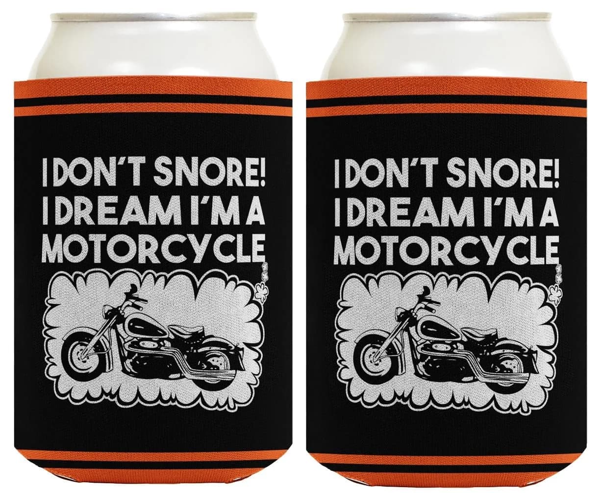 ThisWear Don't Snore Dream I'm Motorcycle Can Drink Coolers 2-Pack | Insulated Beverage Sleeve for Ice-Cold Drinks - main product image