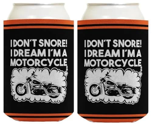 ThisWear Don't Snore Dream I'm Motorcycle Can Drink Coolers 2-Pack | Insulated Beverage Sleeve for Ice-Cold Drinks thumbnail 1