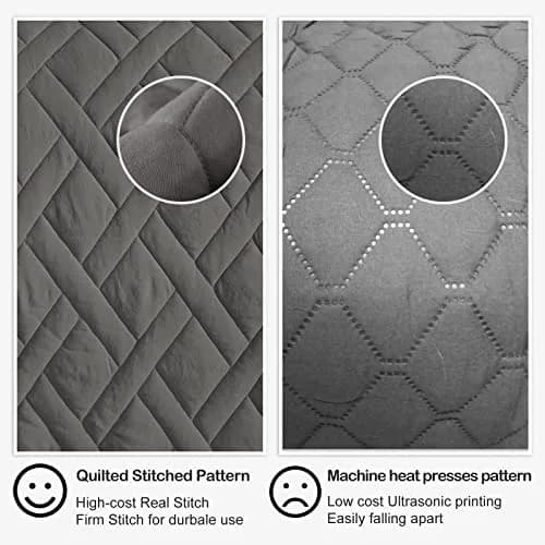 HORIMOTE HOME Quilt Set King Size Grey | Classic Geometric Diamond Pattern, Ultra Soft Microfiber, All Season Lightweight Bedspread Coverlet thumbnail 6
