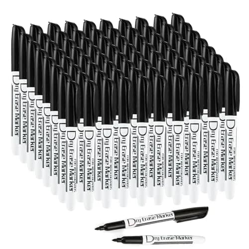 Volcanics Black Dry Erase Markers, Fine Tip, Low Odor, 80 Pack | Vivid, Quick-Drying, Water-Based Ink thumbnail 1