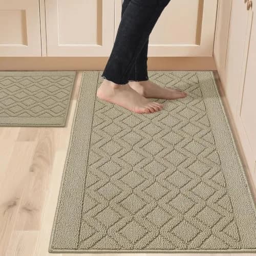 COSY HOMEER Kitchen Rug Mats 48x20/30x20 Inch Beige | Non-Slip Washable Floor Cover thumbnail 1
