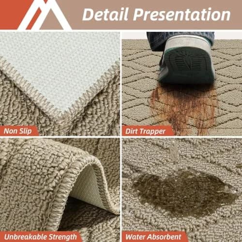 COSY HOMEER Kitchen Rug Mats 48x20/30x20 Inch Beige | Non-Slip Washable Floor Cover thumbnail 5