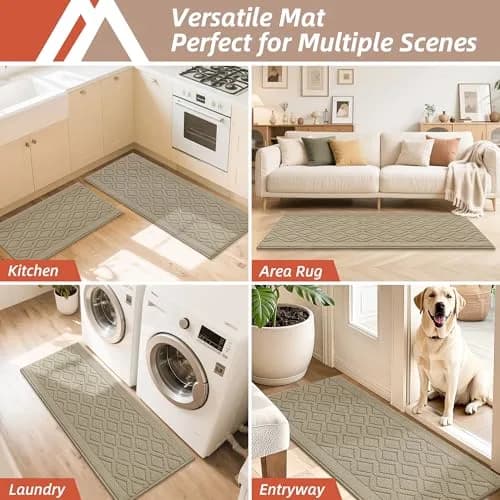 COSY HOMEER Kitchen Rug Mats 48x20/30x20 Inch Beige | Non-Slip Washable Floor Cover thumbnail 7