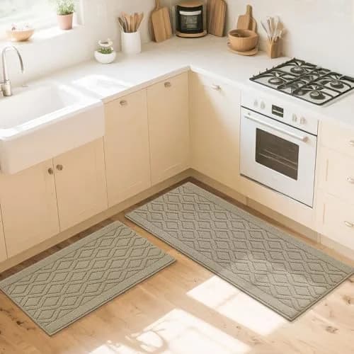 COSY HOMEER Kitchen Rug Mats 48x20/30x20 Inch Beige | Non-Slip Washable Floor Cover thumbnail 8