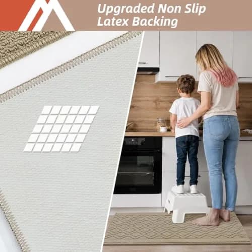 COSY HOMEER Kitchen Rug Mats 48x20/30x20 Inch Beige | Non-Slip Washable Floor Cover thumbnail 3