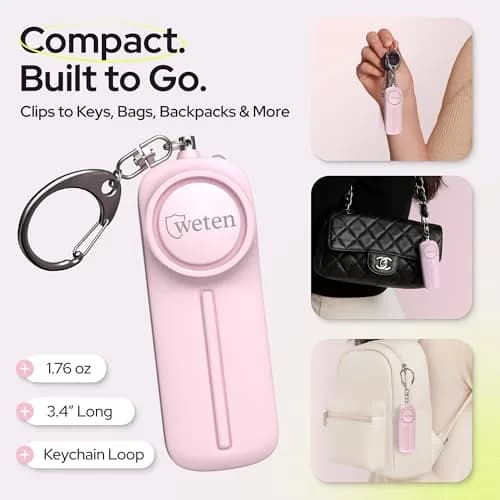 WETEN Personal Safety Alarm Keychain for Women, 130dB Siren, LED Light, Pink | Loud Siren & LED for Instant Alert thumbnail 5