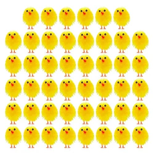 TUPARKA 46 Pcs Mini Easter Chicks 3.5cm (1.4 inch) | Yellow Chenille Plush Figures for Party & Egg Decoration thumbnail 1