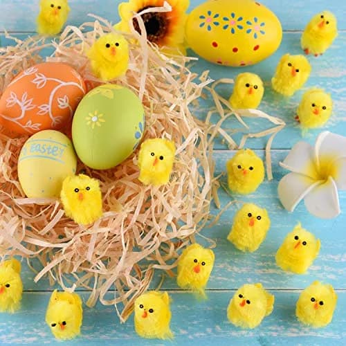 TUPARKA 46 Pcs Mini Easter Chicks 3.5cm (1.4 inch) | Yellow Chenille Plush Figures for Party & Egg Decoration thumbnail 6