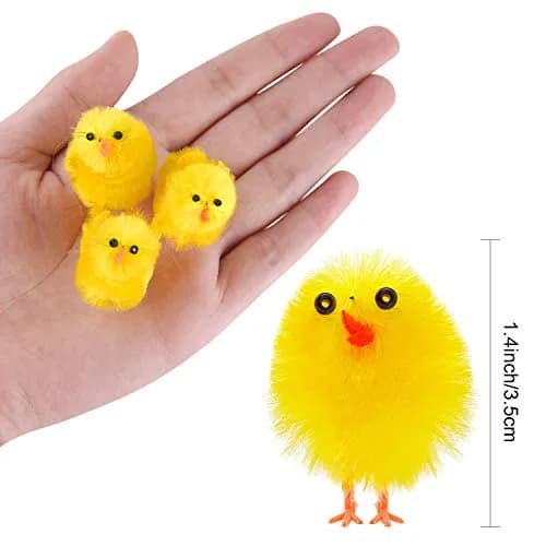TUPARKA 46 Pcs Mini Easter Chicks 3.5cm (1.4 inch) | Yellow Chenille Plush Figures for Party & Egg Decoration thumbnail 2