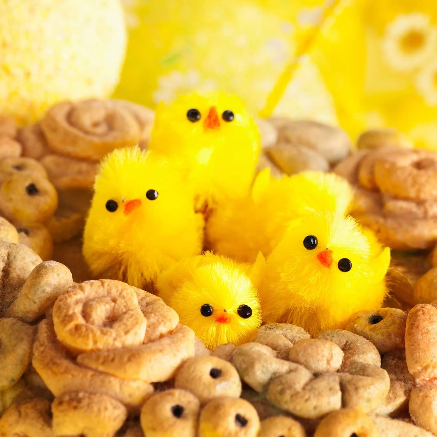 TUPARKA 46 Pcs Mini Easter Chicks 3.5cm (1.4 inch) | Yellow Chenille Plush Figures for Party & Egg Decoration - view 3