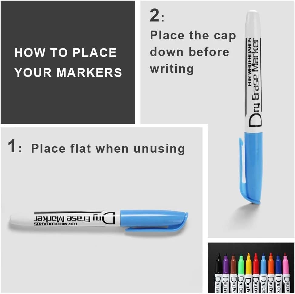 Volcanics Fine Tip Dry Erase Markers, Low Odor, 10 Colors, 125-Pack | Bulk Pack Marking Pen for Students & Office thumbnail 8