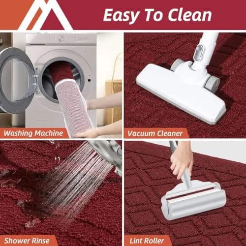 COSY HOMEER 48x20Inch Kitchen Rug Mats, Red | Durable & Washable Polypropylene Floor Mat thumbnail 5