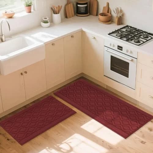 COSY HOMEER 48x20Inch Kitchen Rug Mats, Red | Durable & Washable Polypropylene Floor Mat thumbnail 8