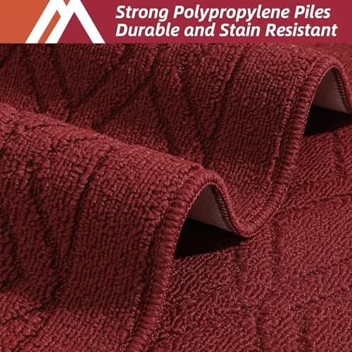 COSY HOMEER 48x20Inch Kitchen Rug Mats, Red | Durable & Washable Polypropylene Floor Mat thumbnail 2
