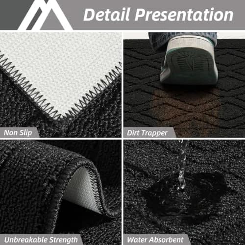 COSY HOMEER 48x20Inch/30x20Inch Kitchen Rug Mats,Black | Durable, Washable & Anti-Slip for Indian Kitchens thumbnail 4