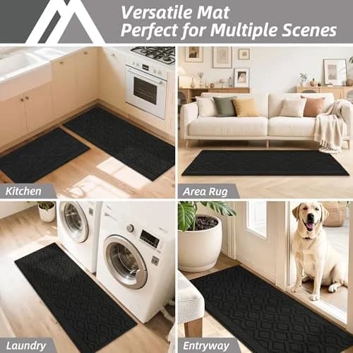 COSY HOMEER 48x20Inch/30x20Inch Kitchen Rug Mats,Black | Durable, Washable & Anti-Slip for Indian Kitchens thumbnail 7