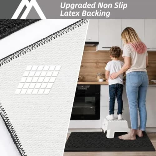 COSY HOMEER 48x20Inch/30x20Inch Kitchen Rug Mats,Black | Durable, Washable & Anti-Slip for Indian Kitchens thumbnail 3