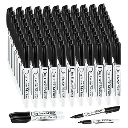 Volcanics Black Dry Erase Markers, Fine Tip, Low Odor, 125 Pack | Bulk Pack Marking Pen thumbnail 1