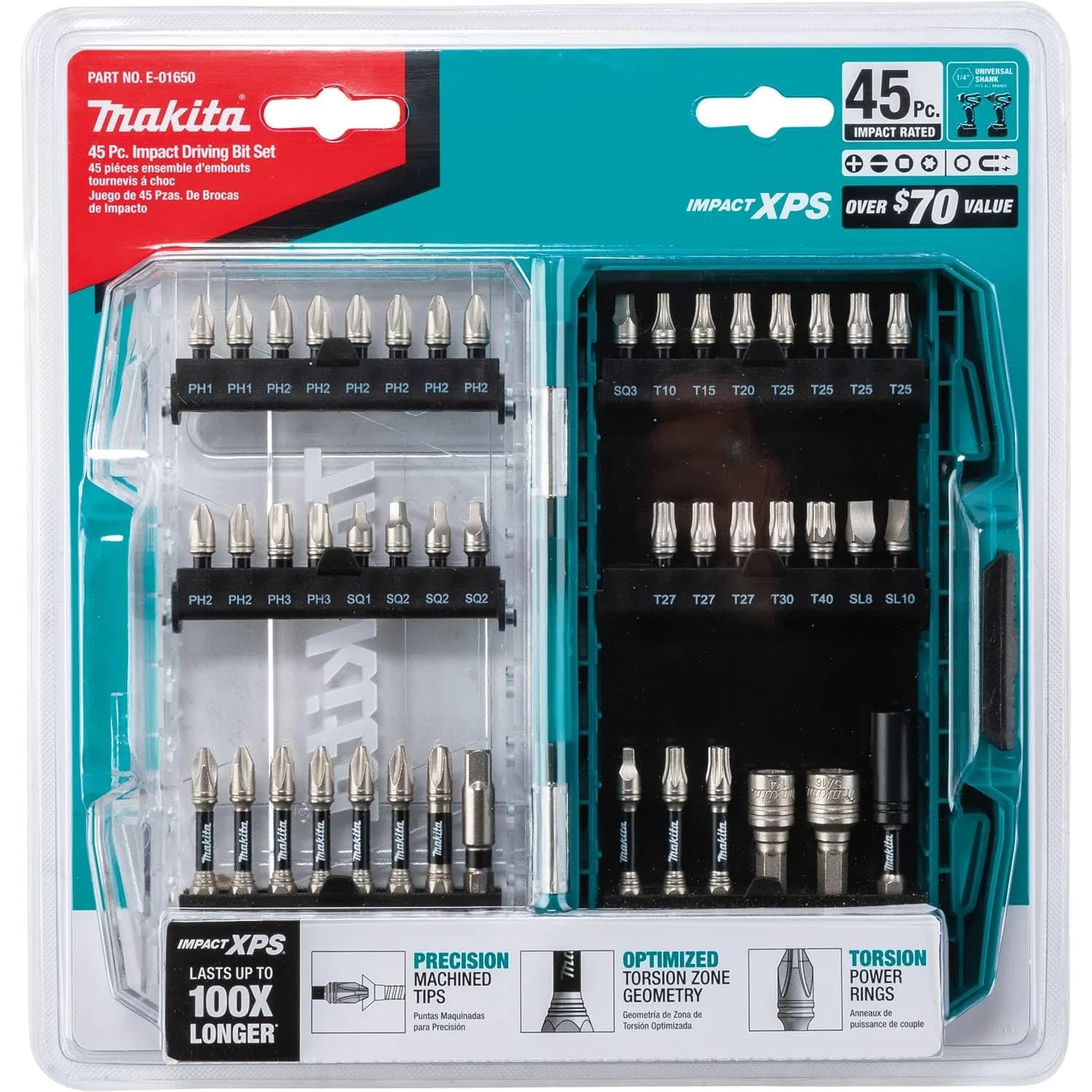 Makita Impact XPS™ 45 Pc. Impact Bit Set | Alloy Steel, Matte Nickel Finish, 1.28 lbs - view 4