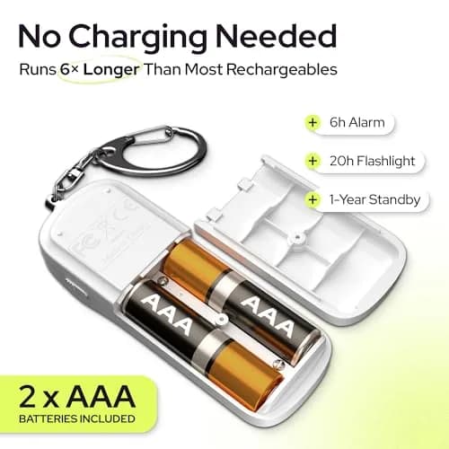 Weten Personal Safety Alarm Keychain White | 130dB Siren, LED Light, Panic Pin, TSA-Approved, 2xAAA Batteries Included thumbnail 4