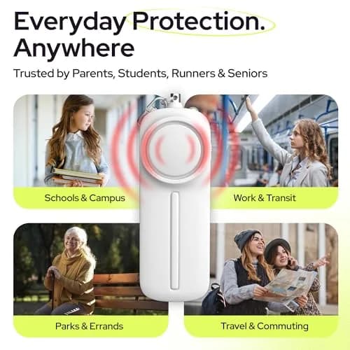 Weten Personal Safety Alarm Keychain White | 130dB Siren, LED Light, Panic Pin, TSA-Approved, 2xAAA Batteries Included thumbnail 6