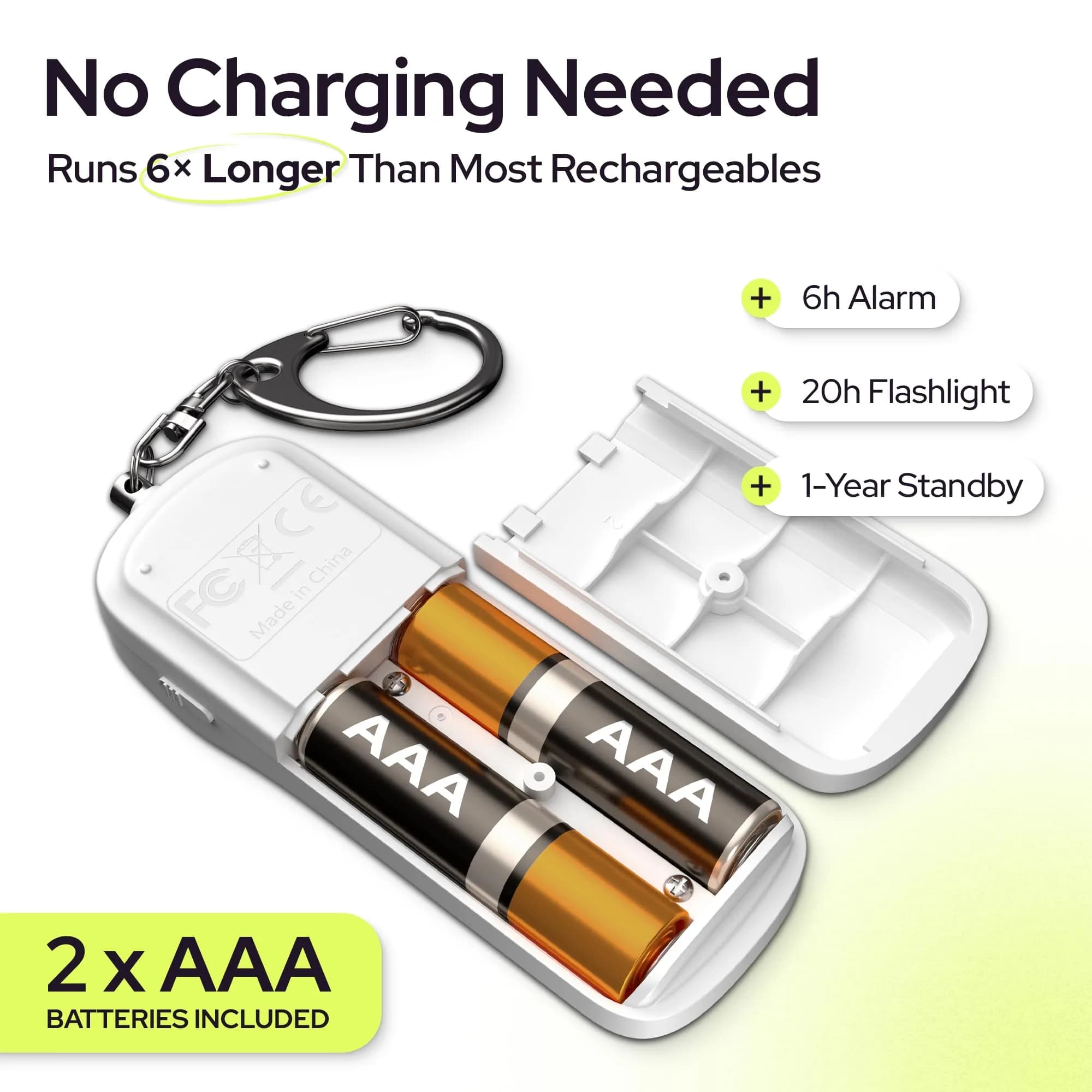 WETEN Personal Safety Alarm Keychain - D - White | 130dB Siren & LED Light - view 4