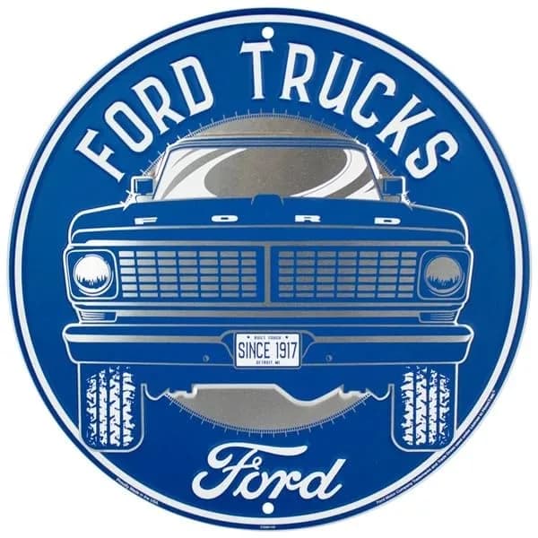 Hangtime Vintage Metal Sign, Ford Truck Classic Old F-Series, 12 Inch Round Wall Art, Silver/Gray thumbnail 4