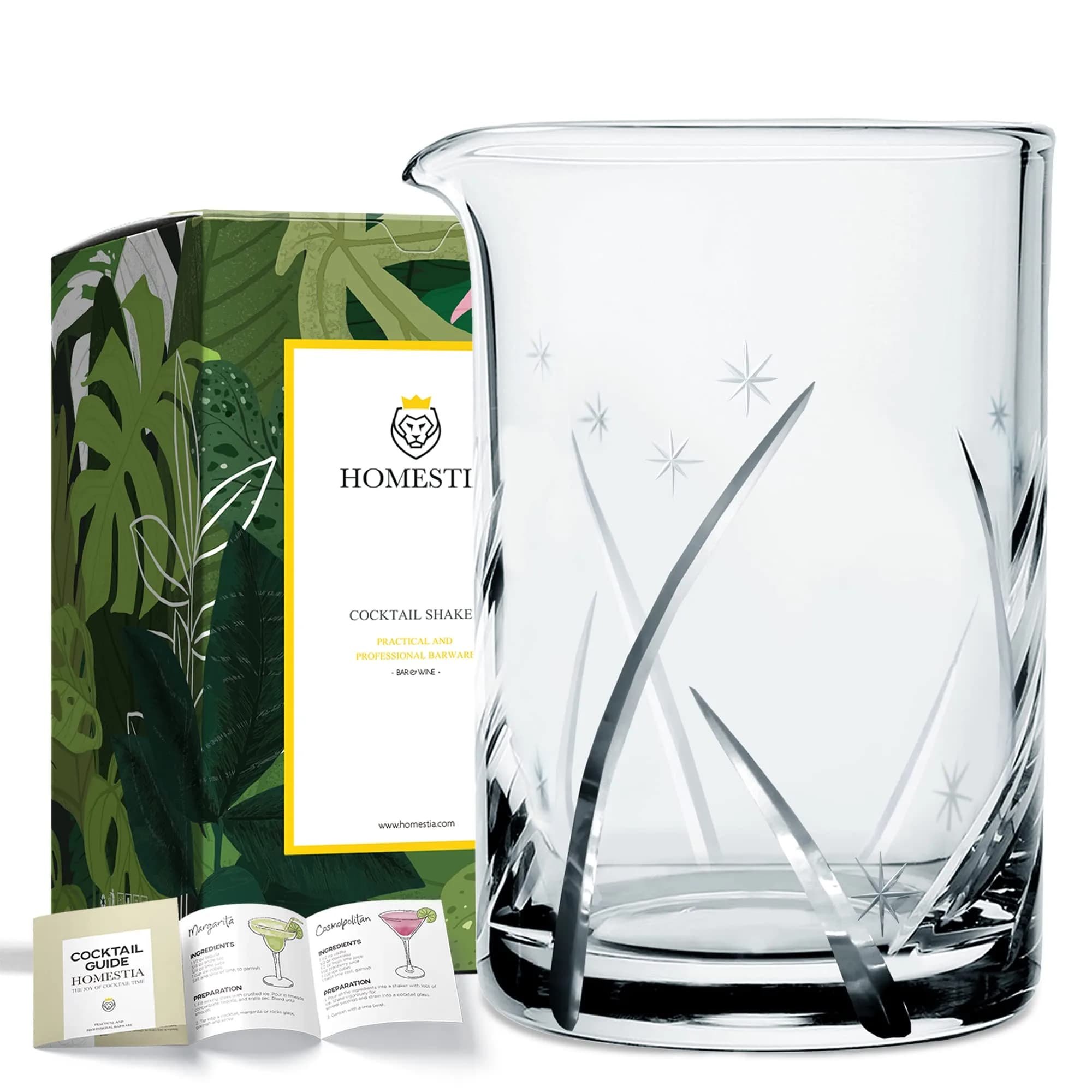 Homestia 700ml (24 Oz) Snowflake Crystal Mixing Glass | Seamless Lead-Free Crystal Bartender Glass - main product image